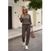Ekouaer Sweatsuits Womens Loungewear Set Tracksuit Long Sleeve Pajamas Set with Pockets 2 Piece Outfits Lounge Sets(Brown)