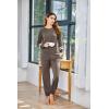 Ekouaer Sweatsuits Womens Loungewear Set Tracksuit Long Sleeve Pajamas Set with Pockets 2 Piece Outfits Lounge Sets(Brown)