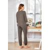 Ekouaer Sweatsuits Womens Loungewear Set Tracksuit Long Sleeve Pajamas Set with Pockets 2 Piece Outfits Lounge Sets(Brown)