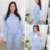 Ekouaer Sweatsuits Womens Loungewear Set Tracksuit Long Sleeve Pajamas Set with Pockets 2 Piece Outfits Lounge Sets(Clear Blue)
