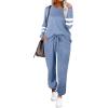Ekouaer Sweatsuits Womens Loungewear Set Tracksuit Long Sleeve Pajamas Set with Pockets 2 Piece Outfits Lounge Sets(Clear Blue)