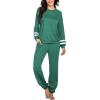 Ekouaer Sweatsuits Womens Loungewear Set Tracksuit Long Sleeve Pajamas Set with Pockets 2 Piece Outfits Lounge Sets(Dark Green)