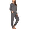 Ekouaer Sweatsuits Womens Loungewear Set Tracksuit Long Sleeve Pajamas Set with Pockets 2 Piece Outfits Lounge Sets(Grey)