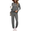 Ekouaer Sweatsuits Womens Loungewear Set Tracksuit Long Sleeve Pajamas Set with Pockets 2 Piece Outfits Lounge Sets(Grey)