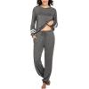 Ekouaer Sweatsuits Womens Loungewear Set Tracksuit Long Sleeve Pajamas Set with Pockets 2 Piece Outfits Lounge Sets(Grey)