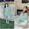 Ekouaer Sweatsuits Womens Loungewear Set Tracksuit Long Sleeve Pajamas Set with Pockets 2 Piece Outfits Lounge Sets(Ice Green)
