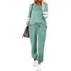 Ekouaer Sweatsuits Womens Loungewear Set Tracksuit Long Sleeve Pajamas Set with Pockets 2 Piece Outfits Lounge Sets(Ice Green)
