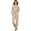 Ekouaer Sweatsuits Womens Loungewear Set Tracksuit Long Sleeve Pajamas Set with Pockets 2 Piece Outfits Lounge Sets(Khaki2)