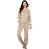Ekouaer Sweatsuits Womens Loungewear Set Tracksuit Long Sleeve Pajamas Set with Pockets 2 Piece Outfits Lounge Sets(Khaki2)