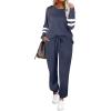 Ekouaer Sweatsuits Womens Loungewear Set Tracksuit Long Sleeve Pajamas Set with Pockets 2 Piece Outfits Lounge Sets(Navy Blue)