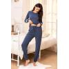 Ekouaer Sweatsuits Womens Loungewear Set Tracksuit Long Sleeve Pajamas Set with Pockets 2 Piece Outfits Lounge Sets(Navy Blue)