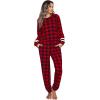 Ekouaer Sweatsuits Womens Loungewear Set Tracksuit Long Sleeve Pajamas Set with Pockets 2 Piece Outfits Lounge Sets(Plaid Black Red)