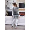 Ekouaer Sweatsuits Womens Loungewear Set Tracksuit Long Sleeve Pajamas Set with Pockets 2 Piece Outfits Lounge Sets(Plaid Black White)