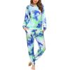 Ekouaer Sweatsuits Womens Loungewear Set Tracksuit Long Sleeve Pajamas Set with Pockets 2 Piece Outfits Lounge Sets(Tie Dye Blue)