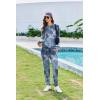 Ekouaer Sweatsuits Womens Loungewear Set Tracksuit Long Sleeve Pajamas Set with Pockets 2 Piece Outfits Lounge Sets(Tie Dye Navy Blue)