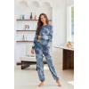 Ekouaer Sweatsuits Womens Loungewear Set Tracksuit Long Sleeve Pajamas Set with Pockets 2 Piece Outfits Lounge Sets(Tie Dye Navy Blue)