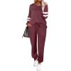 Ekouaer Sweatsuits Womens Loungewear Set Tracksuit Long Sleeve Pajamas Set with Pockets 2 Piece Outfits Lounge Sets(Wine Red)