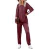 Ekouaer Sweatsuits Womens Loungewear Set Tracksuit Long Sleeve Pajamas Set with Pockets 2 Piece Outfits Lounge Sets(Wine Red)