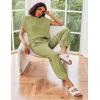 Ekouaer Two Piece Outfits Lounge Sets for Women Sweater Sets Knit Short Sleeve Tops Jogger Pants Matching Tracksuit(Army Green)