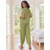 Ekouaer Two Piece Outfits Lounge Sets for Women Sweater Sets Knit Short Sleeve Tops Jogger Pants Matching Tracksuit(Army Green)