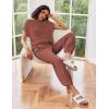 Ekouaer Two Piece Outfits Lounge Sets for Women Sweater Sets Knit Short Sleeve Tops Jogger Pants Matching Tracksuit(Clay)