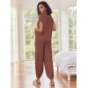 Ekouaer Two Piece Outfits Lounge Sets for Women Sweater Sets Knit Short Sleeve Tops Jogger Pants Matching Tracksuit(Clay)
