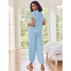 Ekouaer Two Piece Outfits Lounge Sets for Women Sweater Sets Knit Short Sleeve Tops Jogger Pants Matching Tracksuit(Clear Blue)