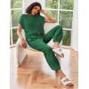Ekouaer Two Piece Outfits Lounge Sets for Women Sweater Sets Knit Short Sleeve Tops Jogger Pants Matching Tracksuit(Dark Green)