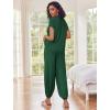 Ekouaer Two Piece Outfits Lounge Sets for Women Sweater Sets Knit Short Sleeve Tops Jogger Pants Matching Tracksuit(Dark Green)