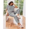 Ekouaer Two Piece Outfits Lounge Sets for Women Sweater Sets Knit Short Sleeve Tops Jogger Pants Matching Tracksuit(Grey)