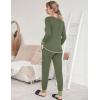 Ekouaer Valentine’s Pajamas Women’s Long Sleeve Pj Set Soft 2 Piece Loungewear Sleepwear with Jogger Pants XS-3XL(Army Green)