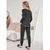 Ekouaer Valentine’s Pajamas Women’s Long Sleeve Pj Set Soft 2 Piece Loungewear Sleepwear with Jogger Pants XS-3XL(Black Small Point)