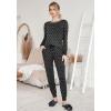 Ekouaer Valentine’s Pajamas Women’s Long Sleeve Pj Set Soft 2 Piece Loungewear Sleepwear with Jogger Pants XS-3XL(Black Small Point)