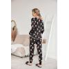 Ekouaer Valentine’s Pajamas Women’s Long Sleeve Pj Set Soft 2 Piece Loungewear Sleepwear with Jogger Pants XS-3XL(Black With Santa Claus)