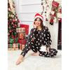 Ekouaer Valentine’s Pajamas Women’s Long Sleeve Pj Set Soft 2 Piece Loungewear Sleepwear with Jogger Pants XS-3XL(Black With Santa Claus)