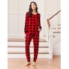 Ekouaer Valentine’s Pajamas Women’s Long Sleeve Pj Set Soft 2 Piece Loungewear Sleepwear with Jogger Pants XS-3XL(Black and Red Plaid)