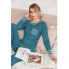 Ekouaer Valentine’s Pajamas Women’s Long Sleeve Pj Set Soft 2 Piece Loungewear Sleepwear with Jogger Pants XS-3XL(Blue Green)