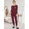 Ekouaer Valentine’s Pajamas Women’s Long Sleeve Pj Set Soft 2 Piece Loungewear Sleepwear with Jogger Pants XS-3XL(Cherry Red)