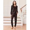 Ekouaer Valentine’s Pajamas Women’s Long Sleeve Pj Set Soft 2 Piece Loungewear Sleepwear with Jogger Pants XS-3XL(Christmas Hat on Black)