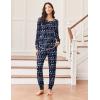 Ekouaer Valentine’s Pajamas Women’s Long Sleeve Pj Set Soft 2 Piece Loungewear Sleepwear with Jogger Pants XS-3XL(Christmas Santa on Navy)