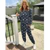 Ekouaer Valentine’s Pajamas Women’s Long Sleeve Pj Set Soft 2 Piece Loungewear Sleepwear with Jogger Pants XS-3XL(Deep Grey White Star)