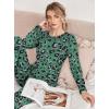 Ekouaer Valentine’s Pajamas Women’s Long Sleeve Pj Set Soft 2 Piece Loungewear Sleepwear with Jogger Pants XS-3XL(Green Leopard-print)