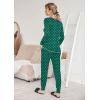 Ekouaer Valentine’s Pajamas Women’s Long Sleeve Pj Set Soft 2 Piece Loungewear Sleepwear with Jogger Pants XS-3XL(Green Small Point)