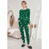 Ekouaer Valentine’s Pajamas Women’s Long Sleeve Pj Set Soft 2 Piece Loungewear Sleepwear with Jogger Pants XS-3XL(Green Snowflakes)