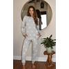 Ekouaer Valentine’s Pajamas Women’s Long Sleeve Pj Set Soft 2 Piece Loungewear Sleepwear with Jogger Pants XS-3XL(Grey Stars)