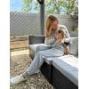 Ekouaer Valentine’s Pajamas Women’s Long Sleeve Pj Set Soft 2 Piece Loungewear Sleepwear with Jogger Pants XS-3XL(Light Grey)