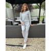 Ekouaer Valentine’s Pajamas Women’s Long Sleeve Pj Set Soft 2 Piece Loungewear Sleepwear with Jogger Pants XS-3XL(Light Grey)