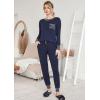 Ekouaer Valentine’s Pajamas Women’s Long Sleeve Pj Set Soft 2 Piece Loungewear Sleepwear with Jogger Pants XS-3XL(Navy Blue)