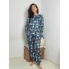 Ekouaer Valentine’s Pajamas Women’s Long Sleeve Pj Set Soft 2 Piece Loungewear Sleepwear with Jogger Pants XS-3XL(Navy Cats)