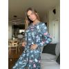 Ekouaer Valentine’s Pajamas Women’s Long Sleeve Pj Set Soft 2 Piece Loungewear Sleepwear with Jogger Pants XS-3XL(Navy Cats)